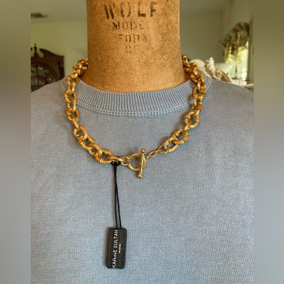 Karine Sultan Classic Chain Link Toggle Necklace 20” SO CLASSIC Goldtone NWT - Picture 4 of 11
